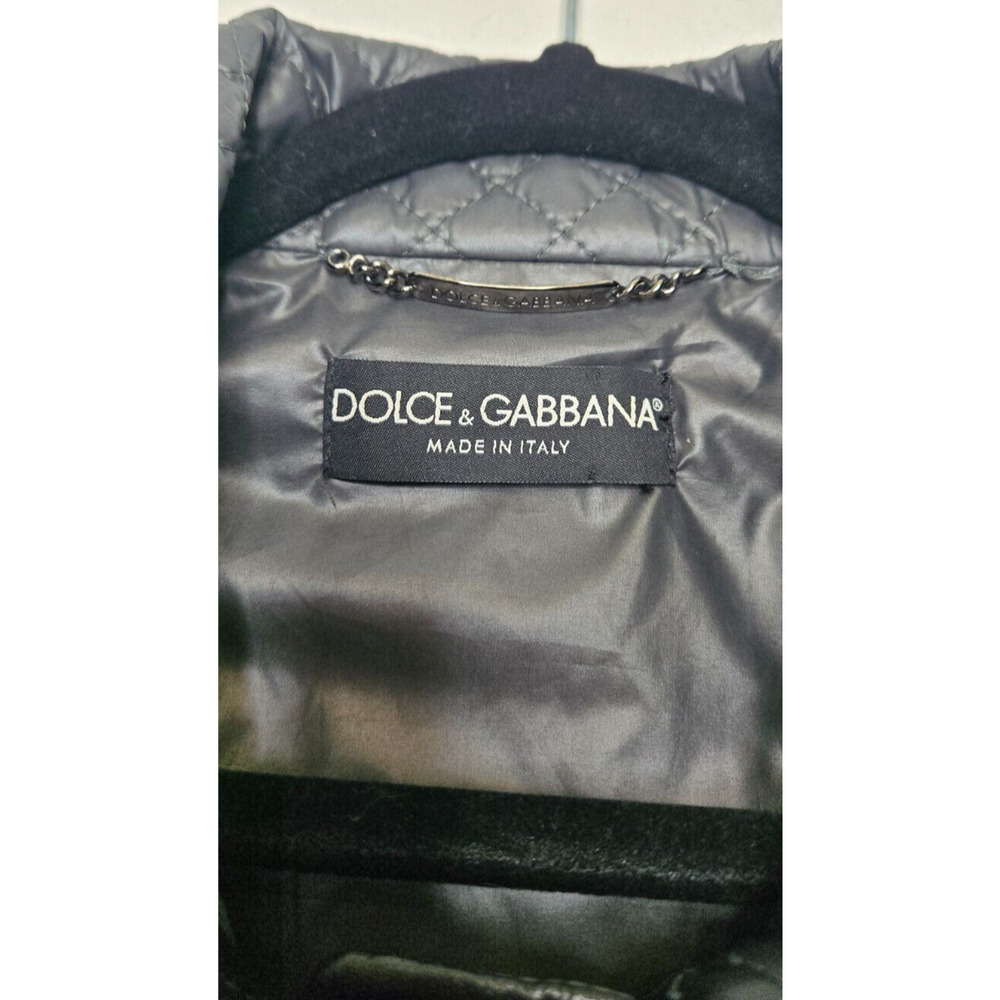 Dolce & Gabbana Moto Jacket Womens 42 Black Nylon Quilted Zip Leather Biker Edgy - Picture 2 of 8